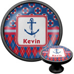 Buoy & Argyle Print Cabinet Knob (Black) (Personalized)