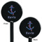 Buoy & Argyle Print Black Plastic 5.5" Stir Stick - Double Sided - Round - Front & Back