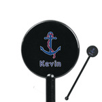 Buoy & Argyle Print 5.5" Round Plastic Stir Sticks - Black - Single Sided (Personalized)