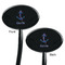 Buoy & Argyle Print Black Plastic 7" Stir Stick - Double Sided - Oval - Front & Back