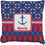 Buoy & Argyle Print Faux-Linen Throw Pillow 16" (Personalized)