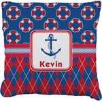 Buoy & Argyle Print Faux-Linen Throw Pillow 18" (Personalized)