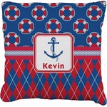 Buoy & Argyle Print Faux-Linen Throw Pillow 20" (Personalized)