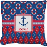 Buoy & Argyle Print Faux-Linen Throw Pillow 26" (Personalized)