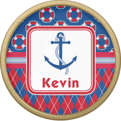 Buoy & Argyle Print Cabinet Knob - Gold (Personalized)