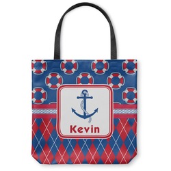 Buoy & Argyle Print Canvas Tote Bag - Small - 13"x13" (Personalized)