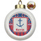 Buoy & Argyle Print Ceramic Christmas Ornament - Poinsettias (Front View)