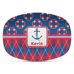 Buoy & Argyle Print Plastic Platter - Microwave & Oven Safe Composite Polymer (Personalized)