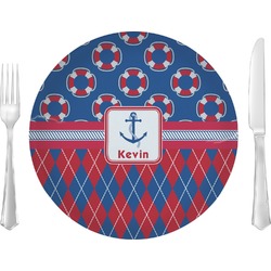 Buoy & Argyle Print Glass Lunch / Dinner Plate 10" (Personalized)