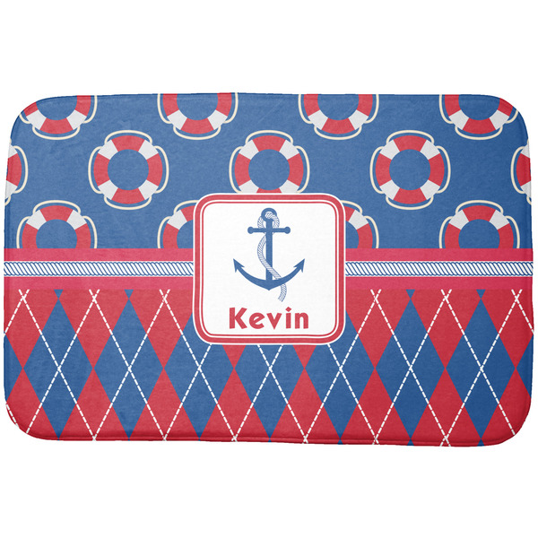 Custom Buoy & Argyle Print Dish Drying Mat (Personalized)