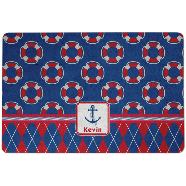 Custom Buoy & Argyle Print Dog Food Mat w/ Name or Text