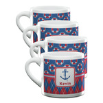 Buoy & Argyle Print Double Shot Espresso Cups - Set of 4 (Personalized)