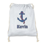 Buoy & Argyle Print Drawstring Backpack - Sweatshirt Fleece - Single Sided (Personalized)