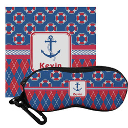 Buoy & Argyle Print Eyeglass Case & Cloth (Personalized)