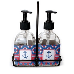 Buoy & Argyle Print Glass Soap & Lotion Bottle Set (Personalized)