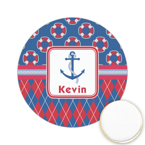 Custom Buoy & Argyle Print Printed Cookie Topper - 2.15" (Personalized)