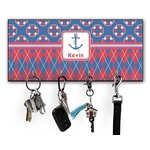 Buoy & Argyle Print Key Hanger w/ 4 Hooks w/ Graphics and Text