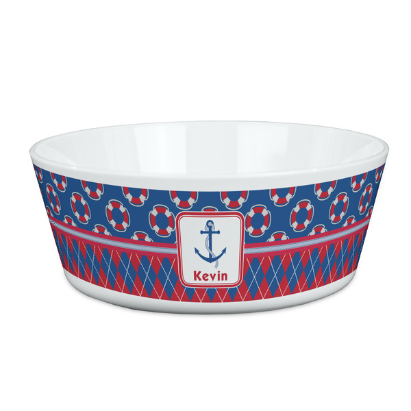 Custom Buoy & Argyle Print Kid's Bowl (Personalized)