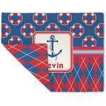 Buoy & Argyle Print Double-Sided Linen Placemat - Single w/ Name or Text