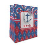 Buoy & Argyle Print Medium Gift Bag (Personalized)