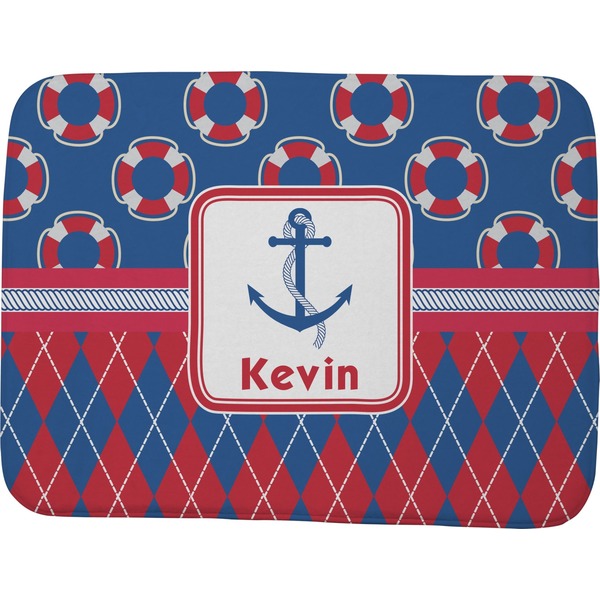 Custom Buoy & Argyle Print Memory Foam Bath Mat - 48"x36" (Personalized)