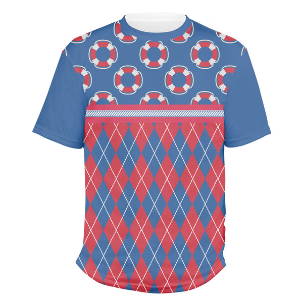 Custom Buoy & Argyle Print Men's Crew T-Shirt - Medium