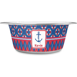 Buoy & Argyle Print Stainless Steel Dog Bowl - Small (Personalized)