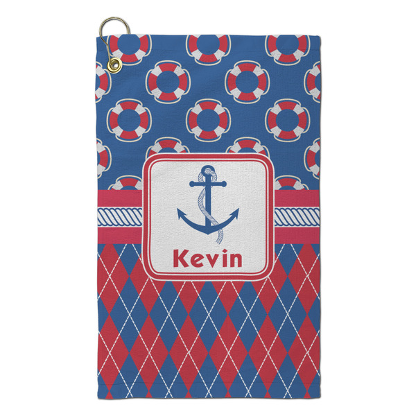 Custom Buoy & Argyle Print Microfiber Golf Towel - Small (Personalized)