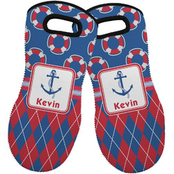 Buoy & Argyle Print Neoprene Oven Mitts - Set of 2 w/ Name or Text