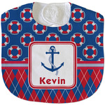 Buoy & Argyle Print Velour Baby Bib w/ Name or Text