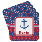 Buoy & Argyle Print Paper Coasters w/ Name or Text