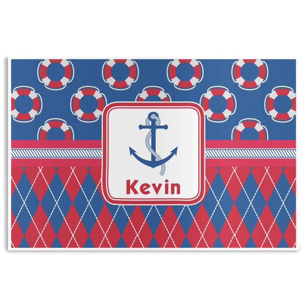 Custom Buoy & Argyle Print Disposable Paper Placemats (Personalized)