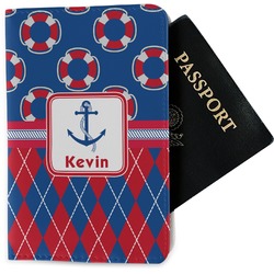 Buoy & Argyle Print Passport Holder - Fabric (Personalized)