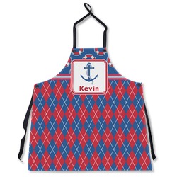 Buoy & Argyle Print Apron Without Pockets w/ Name or Text