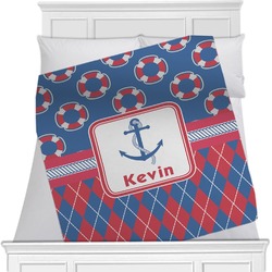 Buoy & Argyle Print Minky Blanket - Twin / Full - 80"x60" - Double Sided (Personalized)