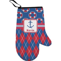 Buoy & Argyle Print Right Oven Mitt (Personalized)