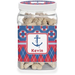 Buoy & Argyle Print Dog Treat Jar (Personalized)