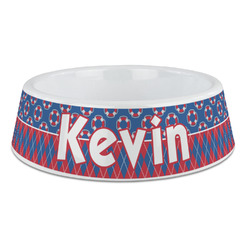 Buoy & Argyle Print Plastic Dog Bowl - Large (Personalized)