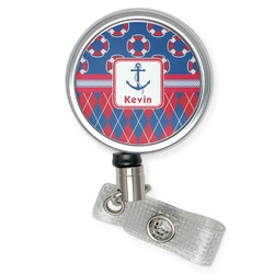Buoy & Argyle Print Retractable Badge Reel (Personalized)