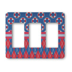 Buoy & Argyle Print Rocker Style Light Switch Cover - Three Switch