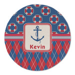 Buoy & Argyle Print Round Linen Placemat (Personalized)