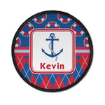 Buoy & Argyle Print Iron On Round Patch w/ Name or Text