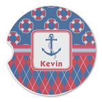 Buoy & Argyle Print Sandstone Car Coaster - Single (Personalized)