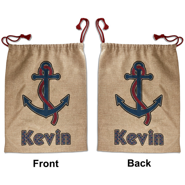 Custom Buoy & Argyle Print Santa Sack - Front & Back (Personalized)