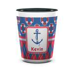 Buoy & Argyle Print Ceramic Shot Glass - 1.5 oz - Two Tone - Single (Personalized)