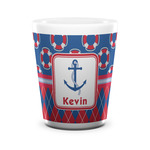 Buoy & Argyle Print Ceramic Shot Glass - 1.5 oz - White - Single (Personalized)