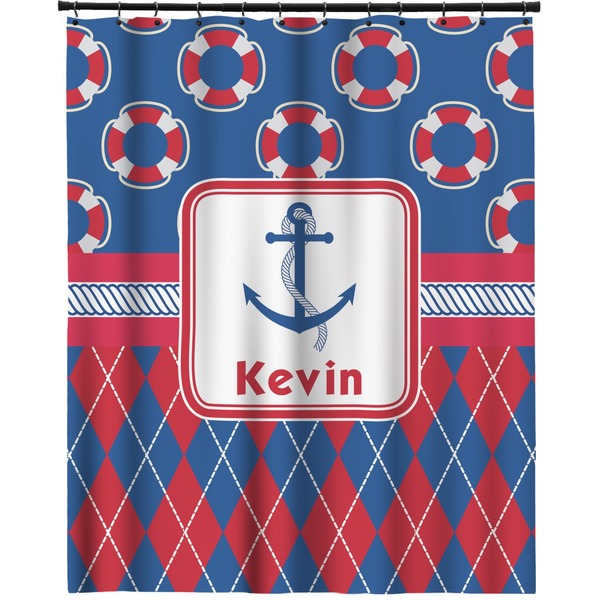 Custom Buoy & Argyle Print Extra Long Shower Curtain - 70"x84" (Personalized)