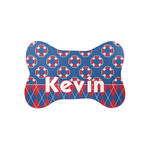 Buoy & Argyle Print Bone Shaped Dog Food Mat (Small) (Personalized)