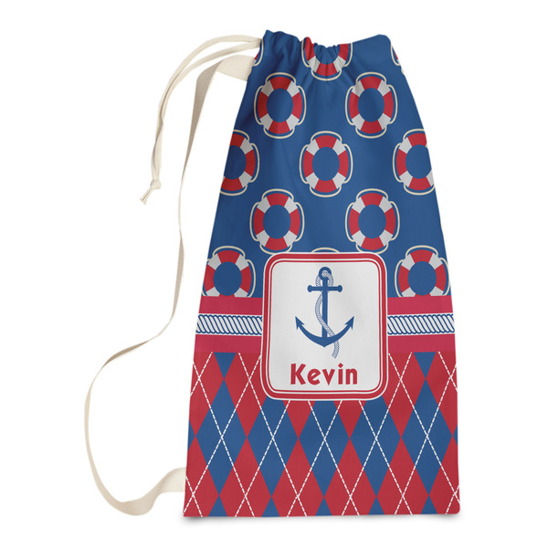 Custom Buoy & Argyle Print Laundry Bags - Small (Personalized)