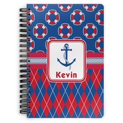 Buoy & Argyle Print Spiral Notebook - 7x10 w/ Name or Text